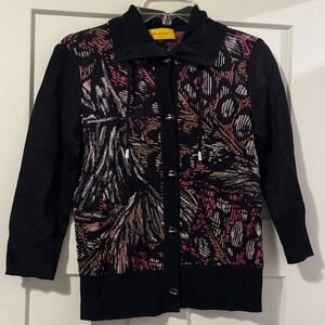 ST JOHN Multi-Color Santana Knit Button Down Sweater BLAZER JACKET P